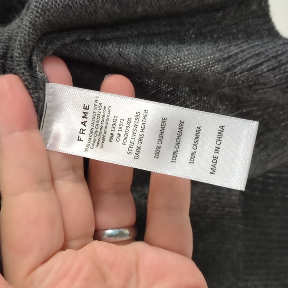 Frame Ruched Puff Sleeve Gray Puff Sleeve Cashmere Sweater Sz XL - Picture 8 of 9